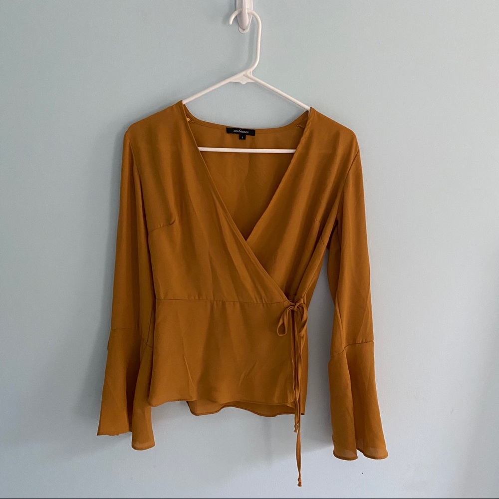 Mustard Yellow Wrap Blouse